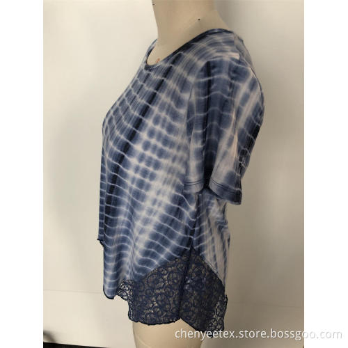 Lace stitching with gradient short sleeve